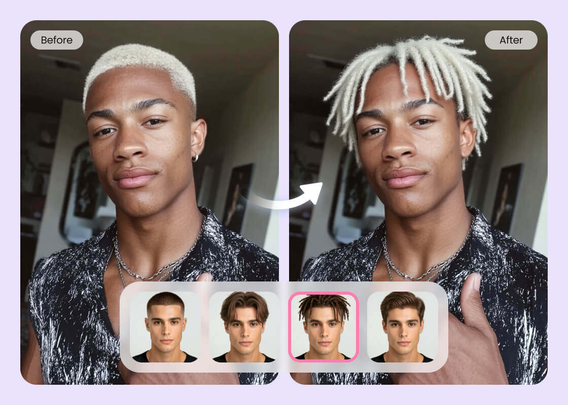 เครื่องมือค้นหาทรงผมชายที่เหมาะกับฉัน | BeautyPlus