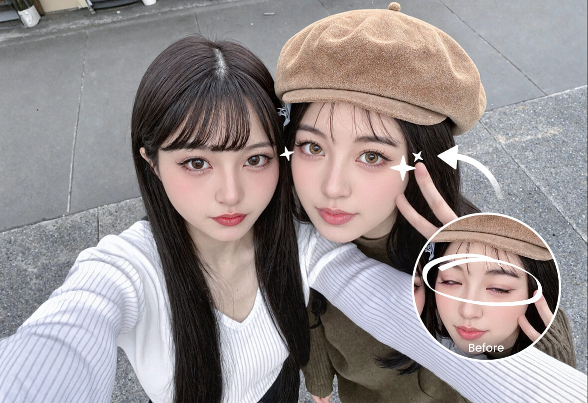 Chỉnh ảnh nhắm mắt với BeautyPlus